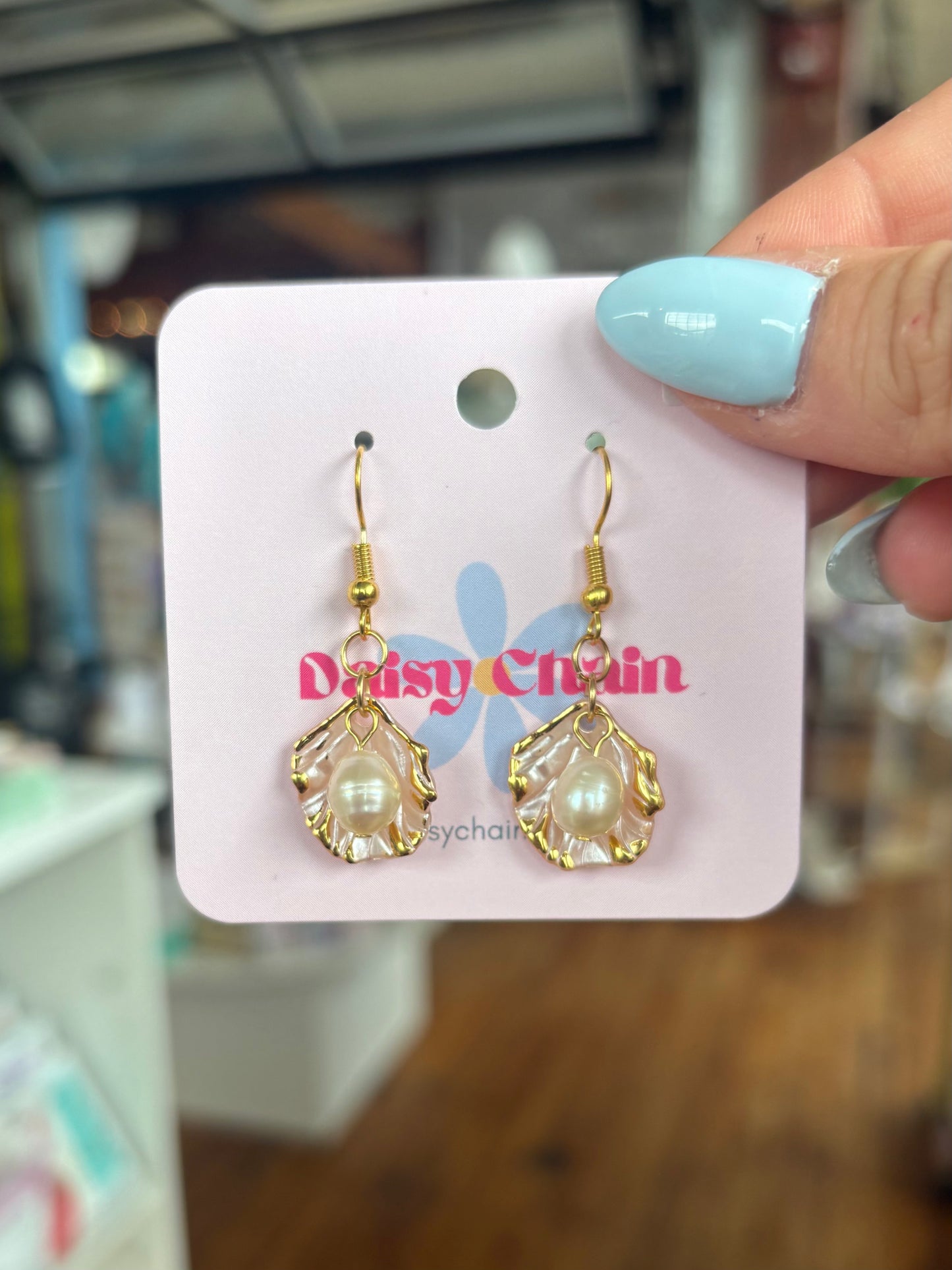 ‘Leila’ Shell Freshwater Pearl Earrings