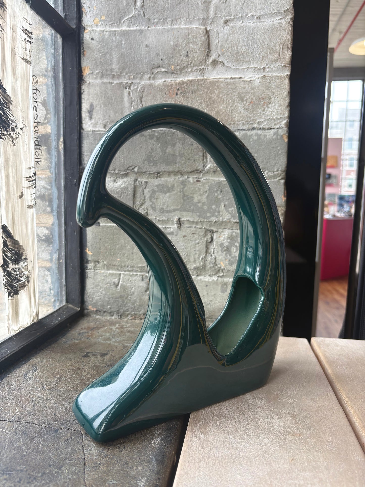 Deep Green Mid Century Vase
