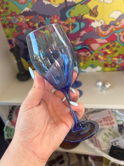 Set of 4 Blue Wine Glasses