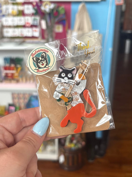Minstrel Cat 3D Acrylic Brooch