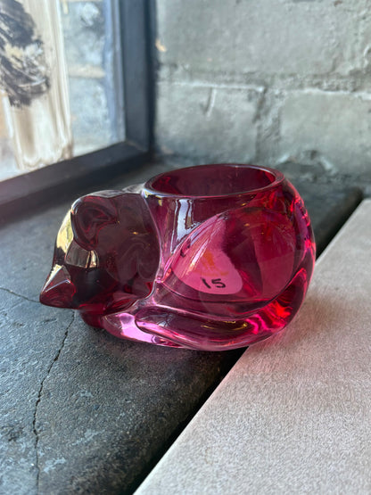 Wine Red Kitty Tea Light Holder