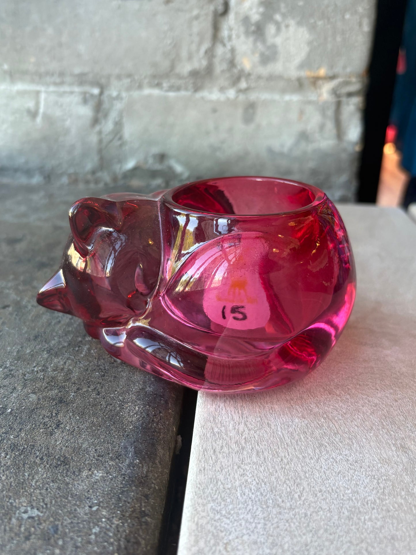 Wine Red Kitty Tea Light Holder
