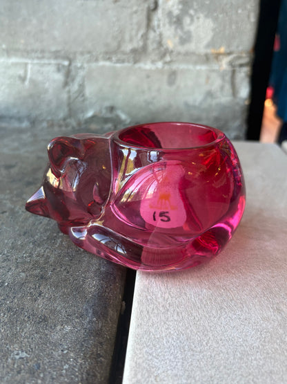 Wine Red Kitty Tea Light Holder