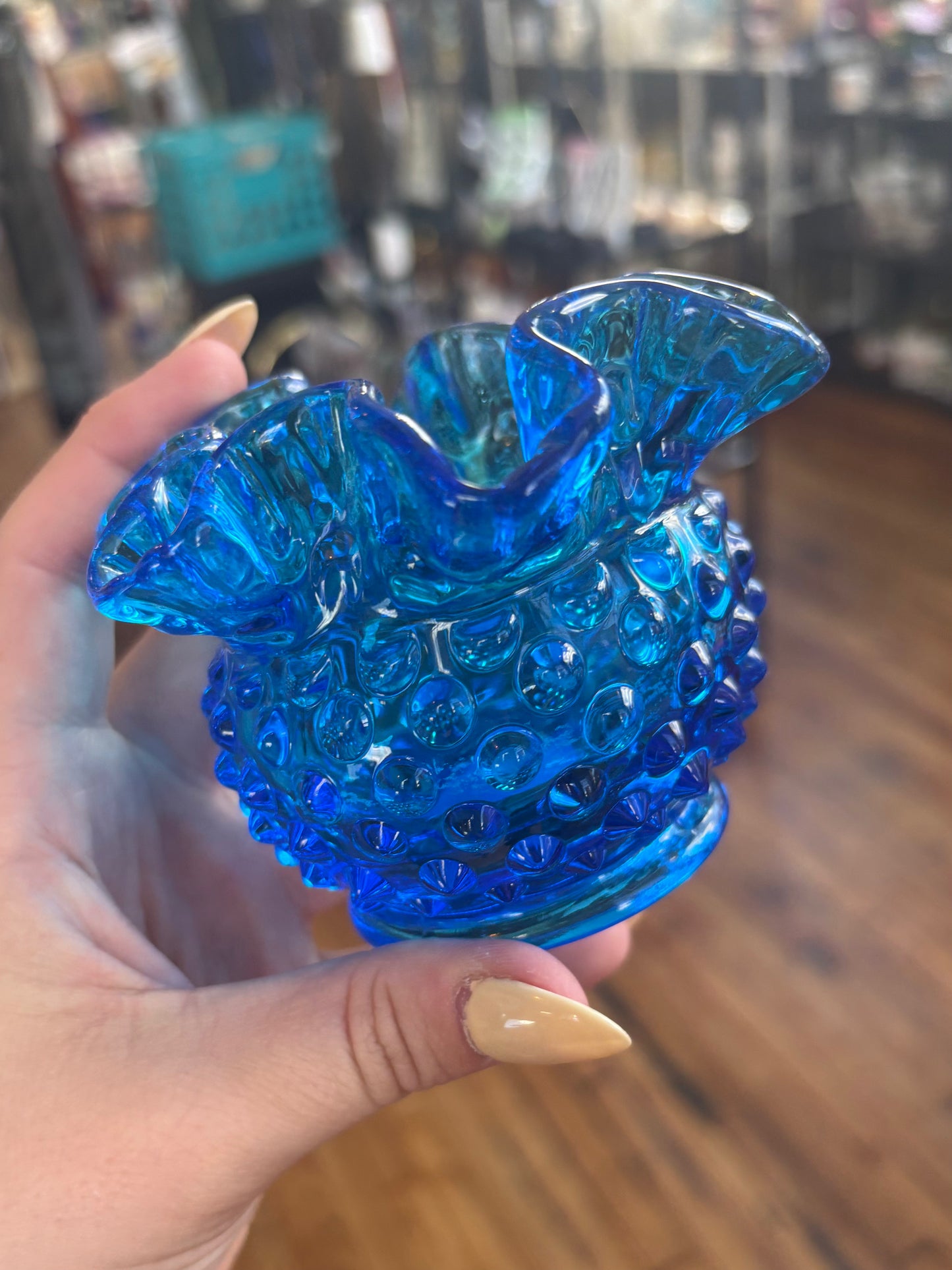 Fenton Blue Hobnail Vase