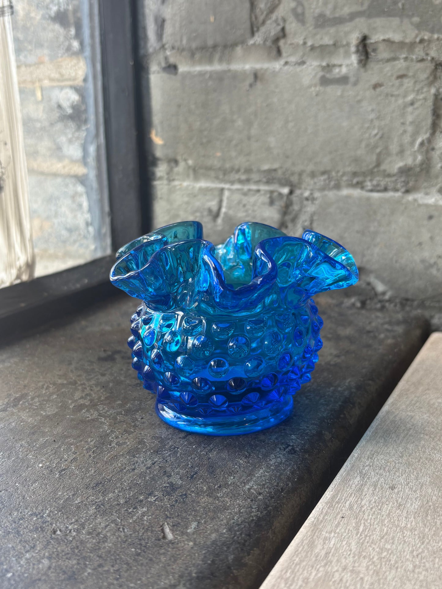 Fenton Blue Hobnail Vase
