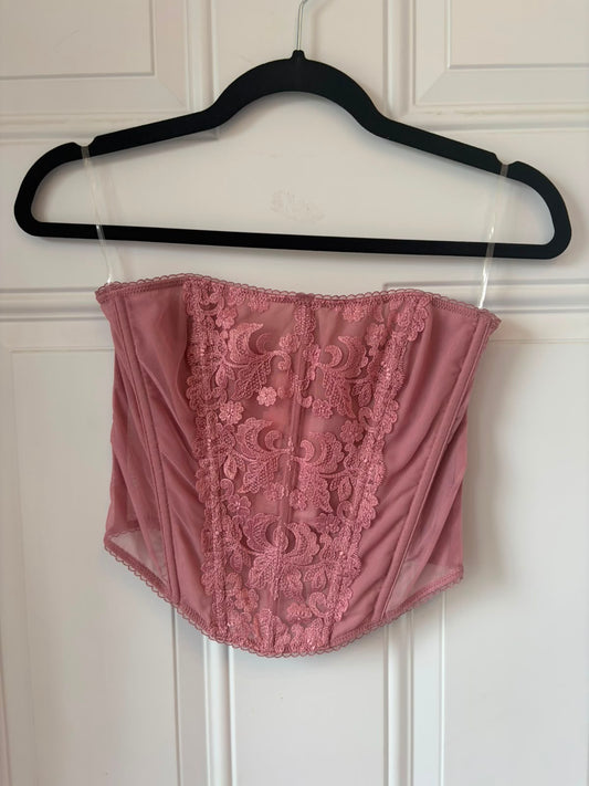Victorias Secret Pink Lace Corset - size Medium