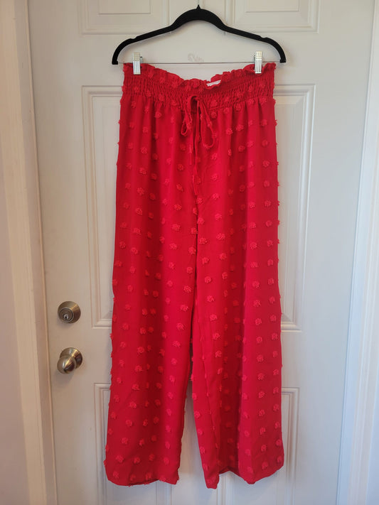 Red high-waisted wide-leg pants - size Extra Large
