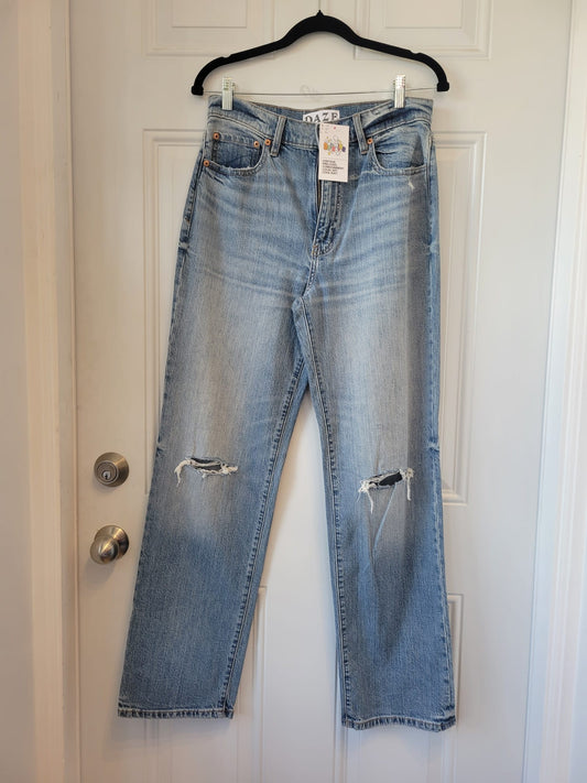 Daze Denim Original High Rise Distressed Straight Leg Jeans - size 29