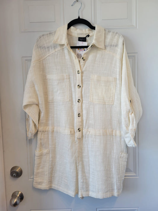 Urban Outfitters Out From Under Cream Utility romper -size Medium