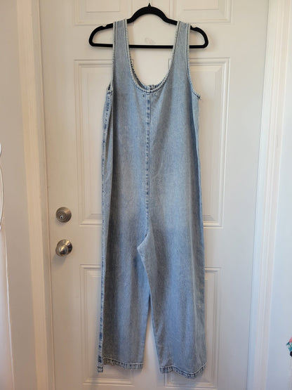 Sincerely Jules Light Blue Denim Overalls Jumpsuit - Size Medium
