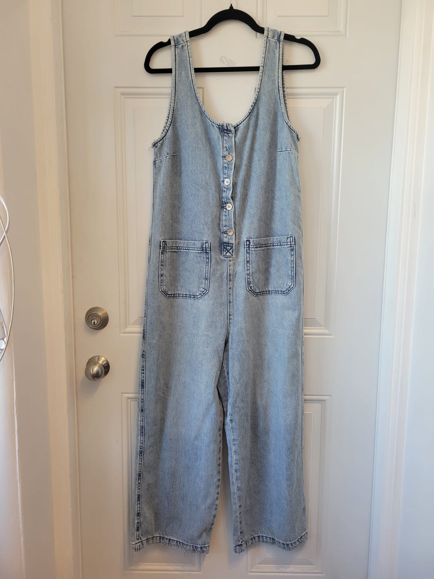 Sincerely Jules Light Blue Denim Overalls Jumpsuit - Size Medium