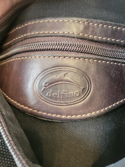 Vintage late 90s Delfino black canvas and leather bag