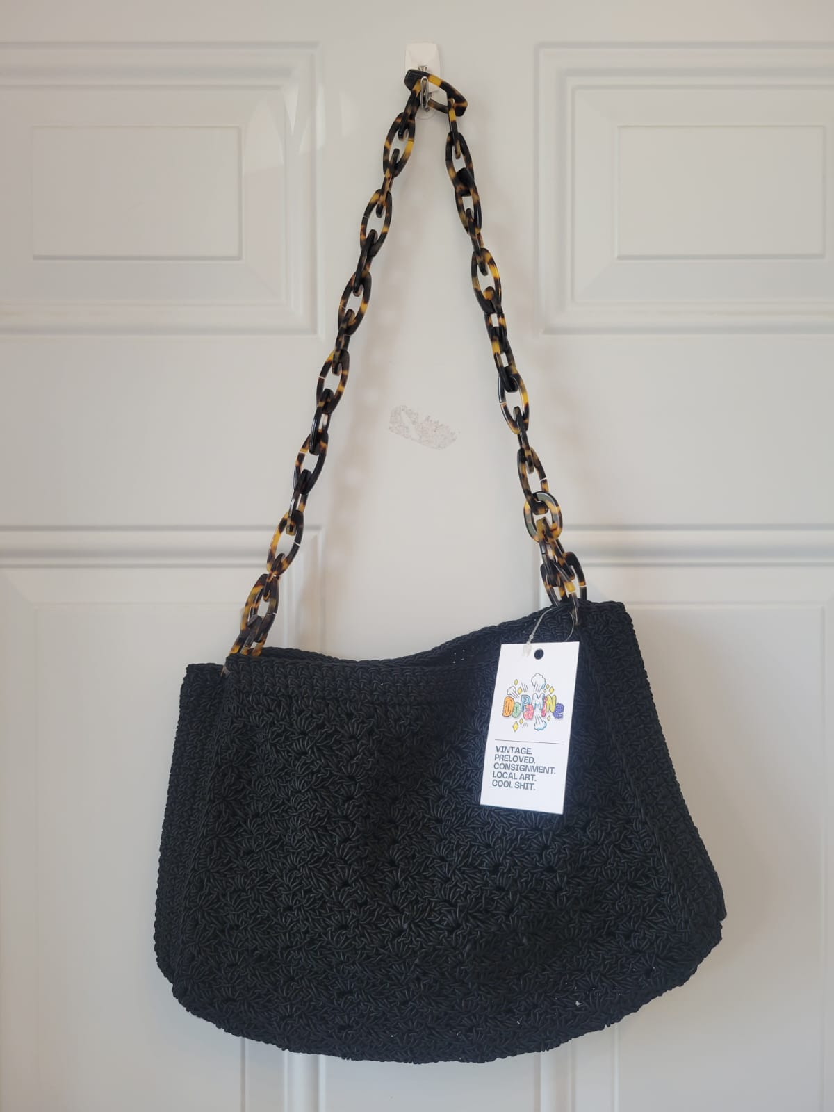 Vintage late 90s Gun-Marie Nilsson crochet shoulder tote bag