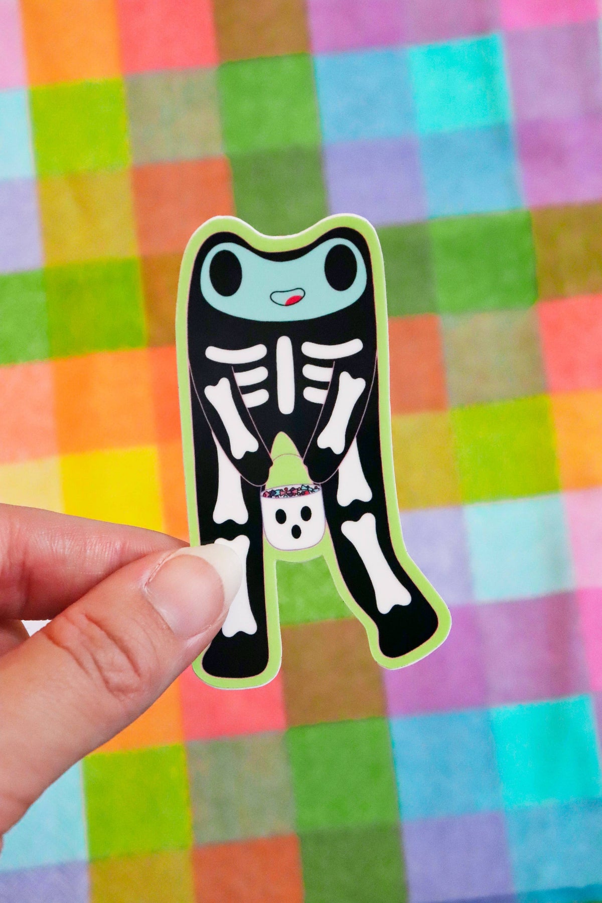 Steve the Skeleton Froggie | Glossy Waterproof Vinyl Sticker