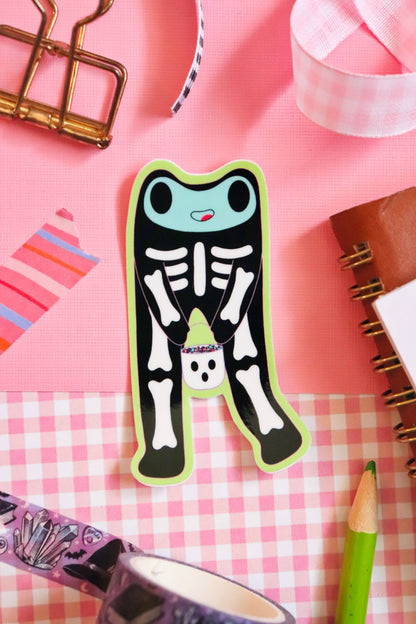 Steve the Skeleton Froggie | Glossy Waterproof Vinyl Sticker