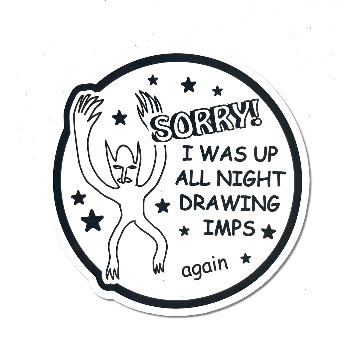 "Drawing Imps" Round Vinyl Sticker