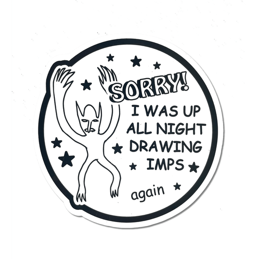 "Drawing Imps" Round Vinyl Sticker