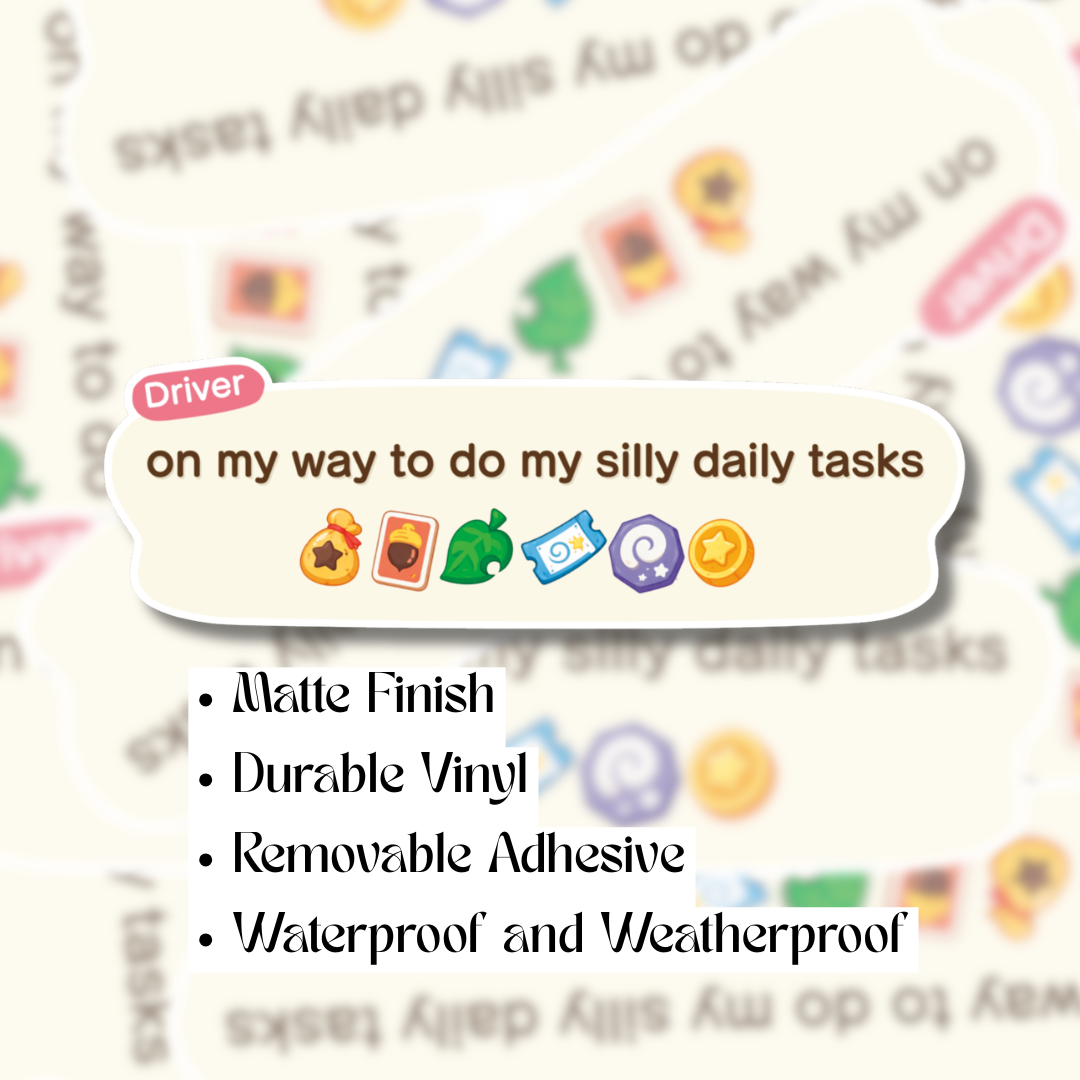 Animal Crossing - My Silly Daily Tasks - Bumper Sticker