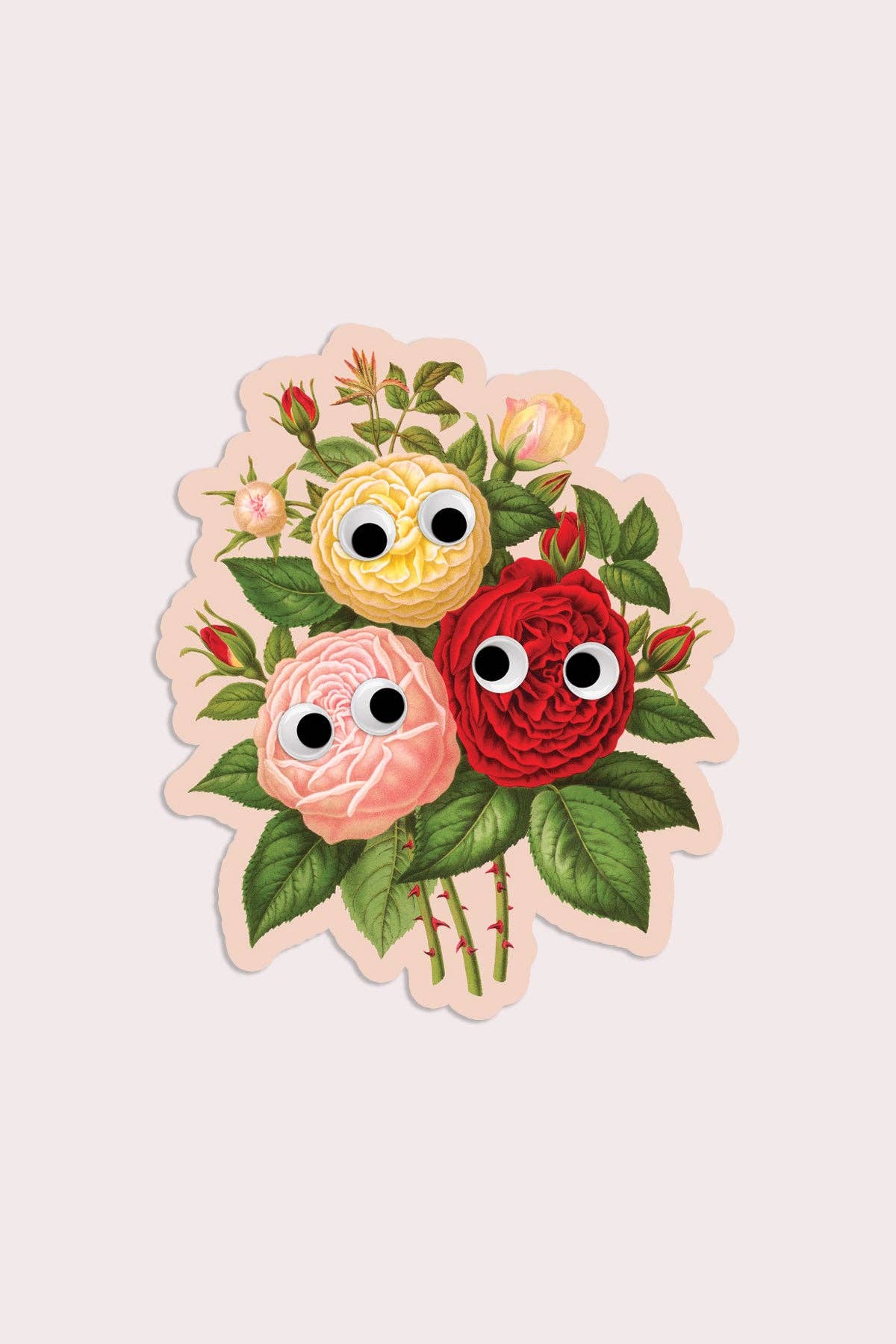 Googly Roses Sticker | Waterproof Vinyl Sticker