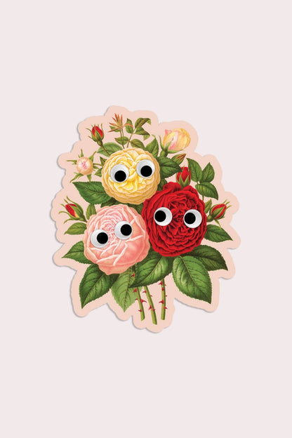 Googly Roses Sticker | Waterproof Vinyl Sticker