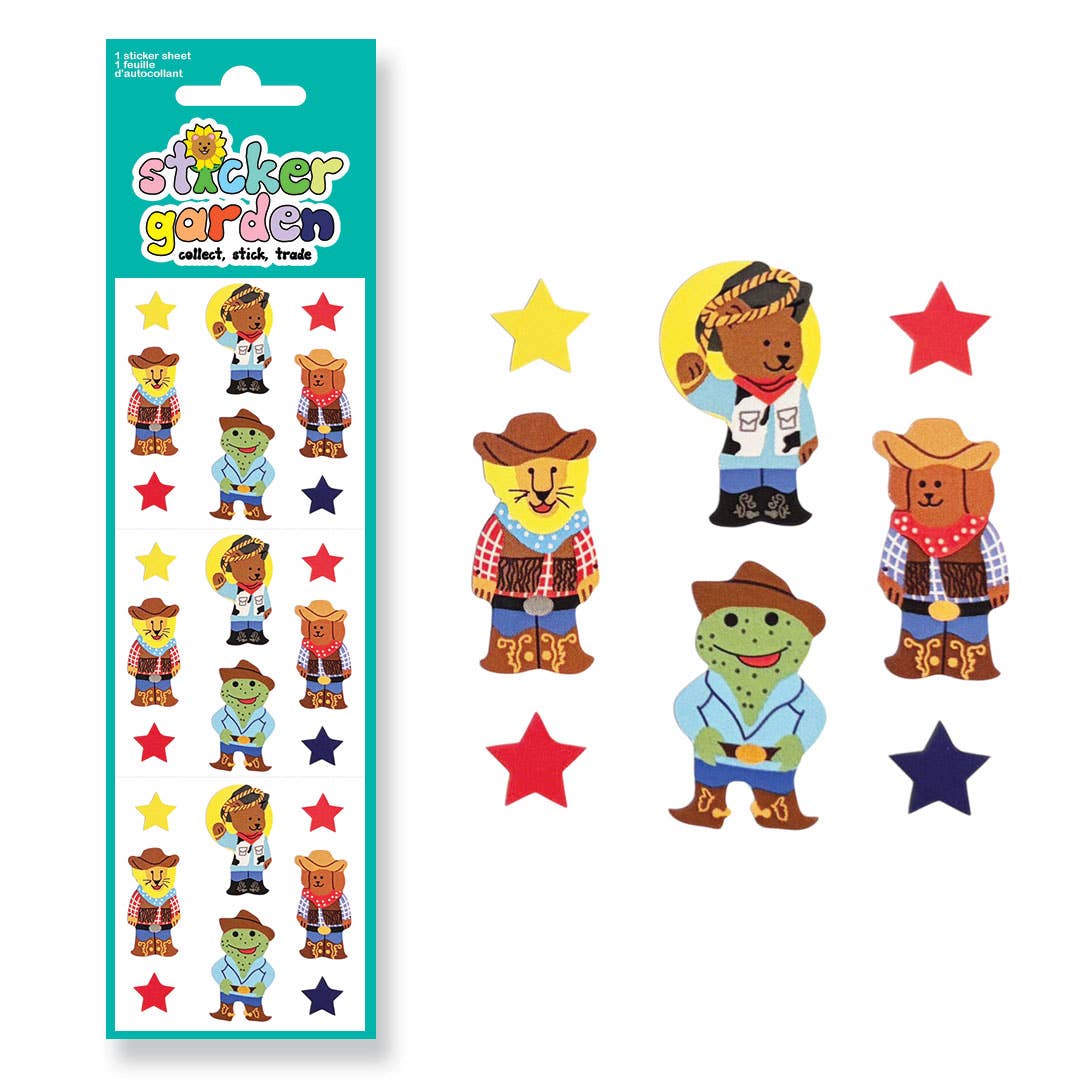 Glossy Animals Cowboy Stickers Retro Inspired