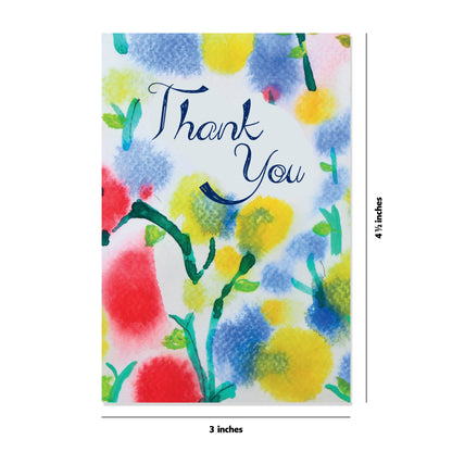 16 Thank You Cards Watercolour Flowers
