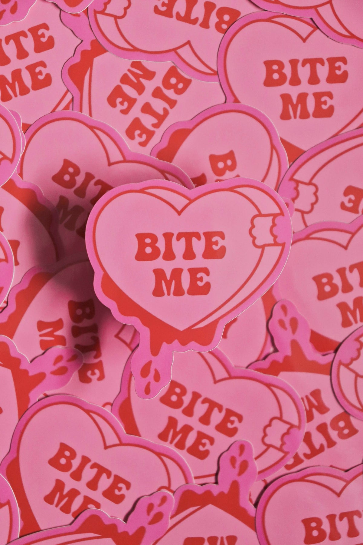 Bite Me Candy Heart | Glossy Waterproof Vinyl Sticker