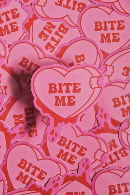 Bite Me Candy Heart | Glossy Waterproof Vinyl Sticker