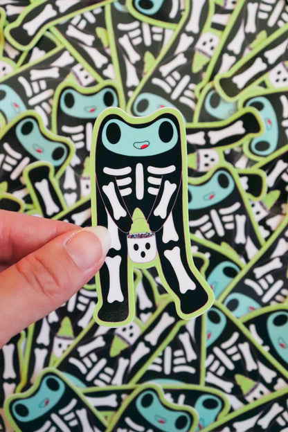 Steve the Skeleton Froggie | Glossy Waterproof Vinyl Sticker