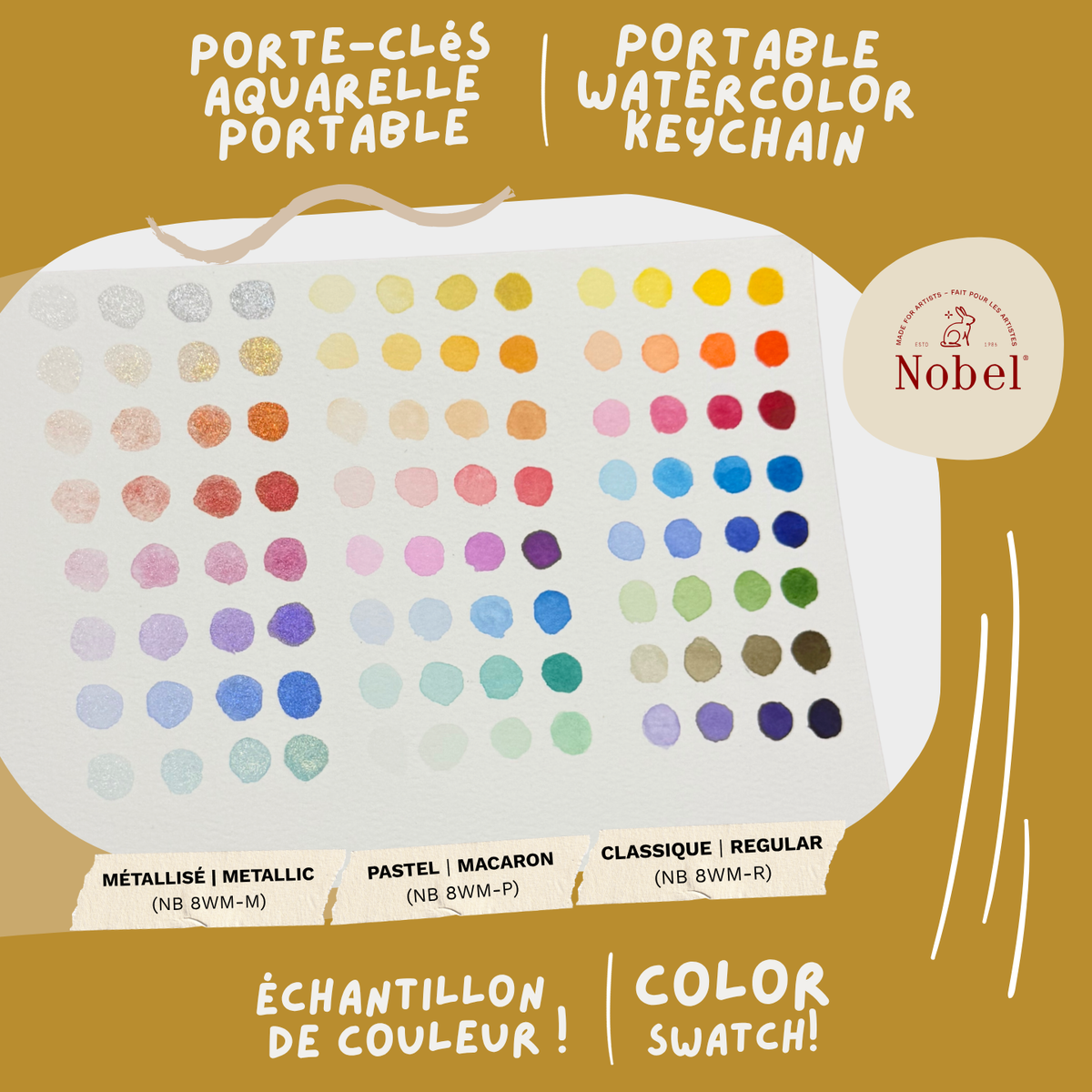 Portable Mini High Pigment Watercolor Paints Keychain (8 colors) - Macaron