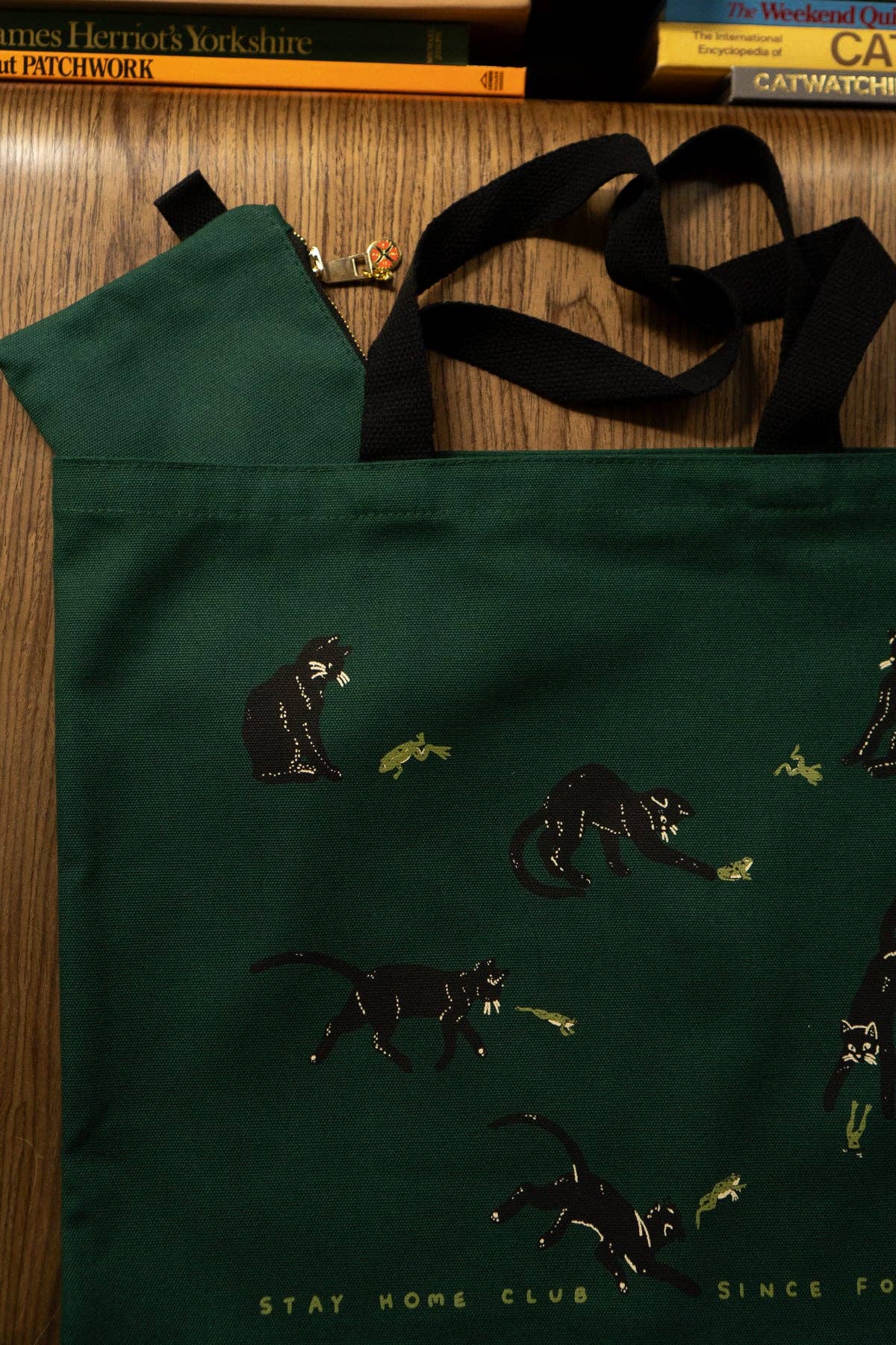 Frenemies Flat Tote | Dark Green Canvas Tote
