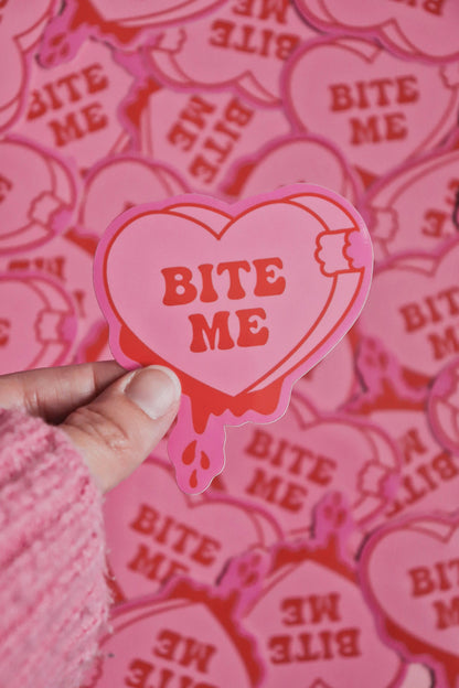 Bite Me Candy Heart | Glossy Waterproof Vinyl Sticker