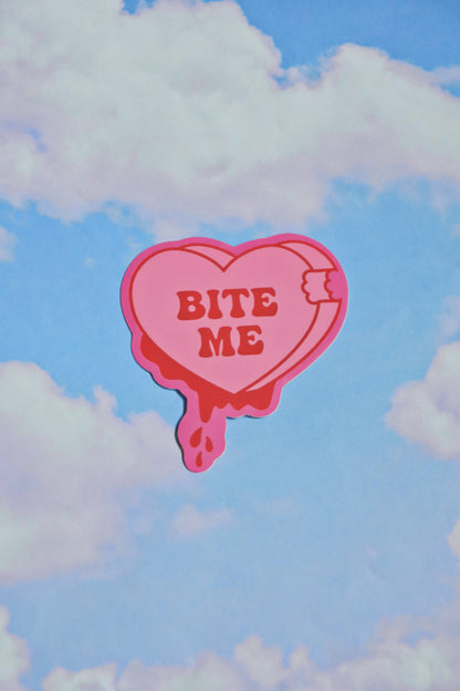 Bite Me Candy Heart | Glossy Waterproof Vinyl Sticker