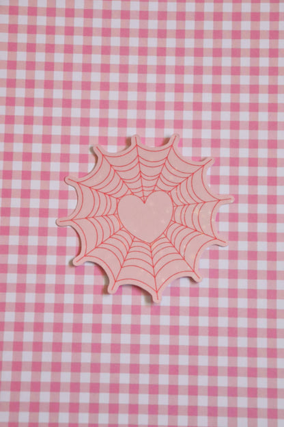Spiderweb Heart | Glossy Holographic Vinyl Sticker