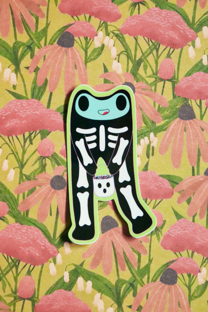 Steve the Skeleton Froggie | Glossy Waterproof Vinyl Sticker