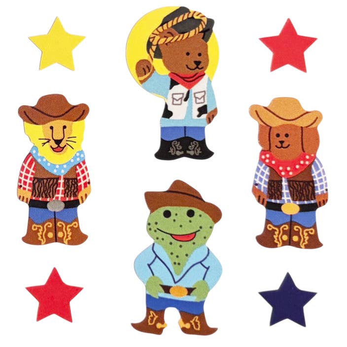 Glossy Animals Cowboy Stickers Retro Inspired