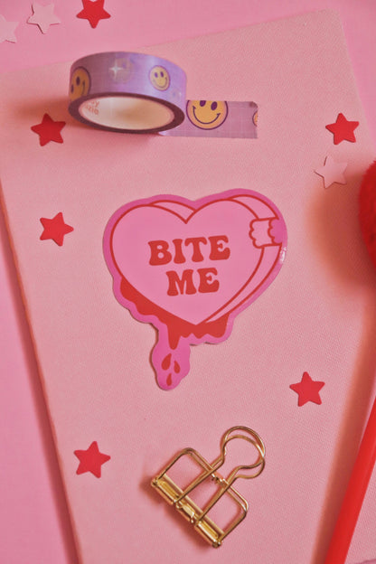 Bite Me Candy Heart | Glossy Waterproof Vinyl Sticker