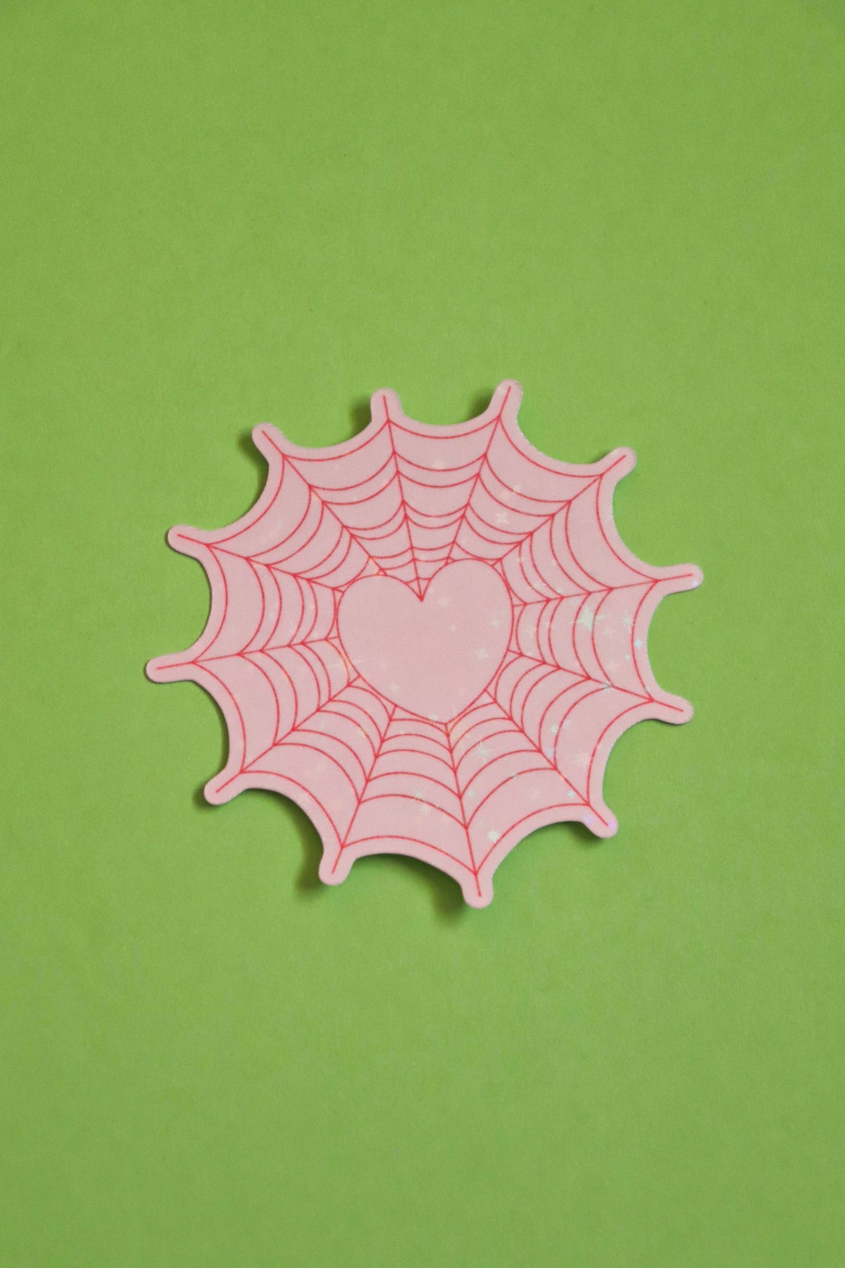 Spiderweb Heart | Glossy Holographic Vinyl Sticker