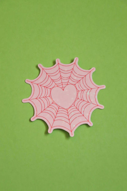 Spiderweb Heart | Glossy Holographic Vinyl Sticker