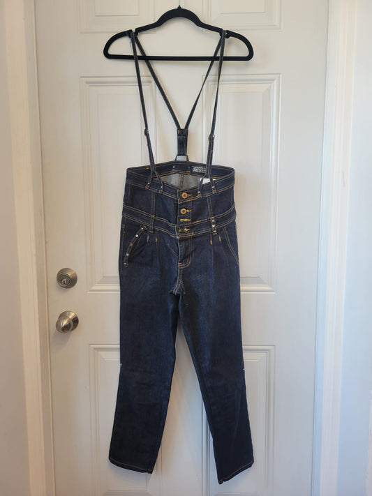Jean vintage Jolina des années 2000 avec bretelles - taille 4/6